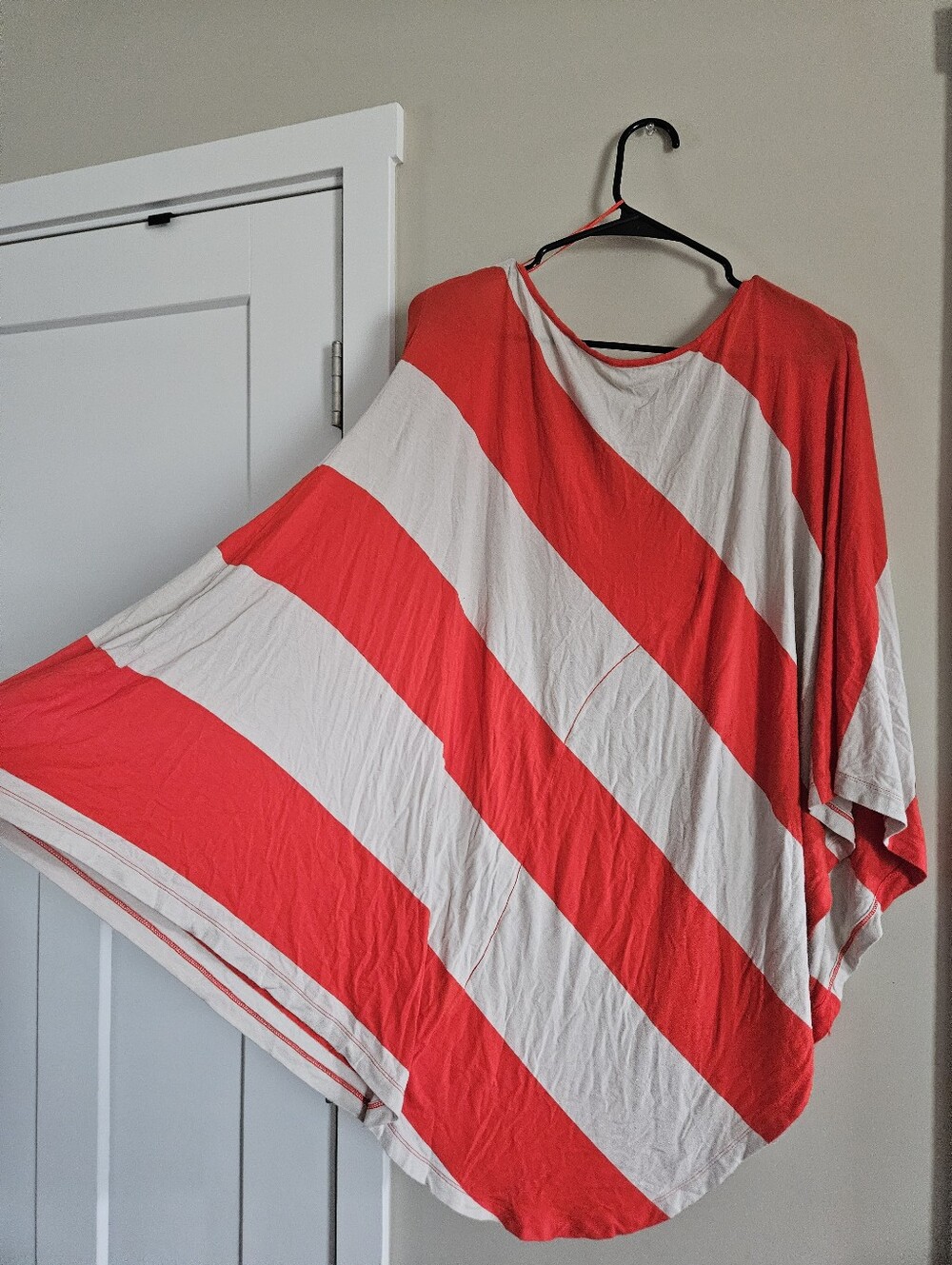 Express Small Red and White Striped Poncho Dressy Event Summer Flowy Top